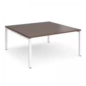 Image of Adapt square boardroom table 1600mm x 1600mm - white frame and walnut