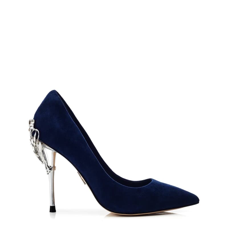 Image of Moda in Pelle Ilari Ivory Leather Pumps - Blue Blue 4