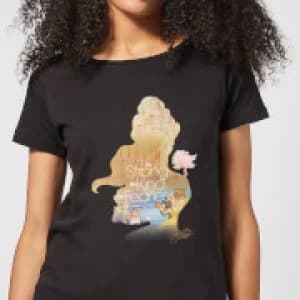 Image of Disney Princess Filled Silhouette Belle Womens T-Shirt - Black - XXL