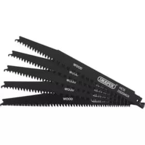 Image of Draper Wood and Plastic Cutting Reciprocating Saw Blades 200mm Pack of 5