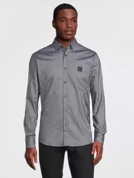 Image of BOSS Mabsoot Oxford Shirt - Dark Blue, Dark Blue, Size L, Men