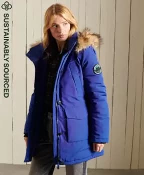 Image of Superdry Womens Everest Parka Coat Blue / Cobalt - Size: 12