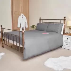 Image of Brentfords Pinsonic Duvet Cover With Pillowcase Bedding Set Charcoal Single