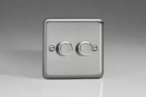 Image of Varilight 2x250W 2 Gang 1 Way Dimmer Switch - Matt Chrome - HS2