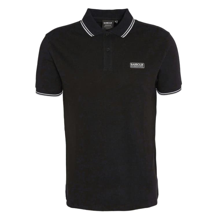 Image of Barbour International Evan Cotton Tipped Polo Shirt - XXL Black Tops male MML1399BK72 XXL