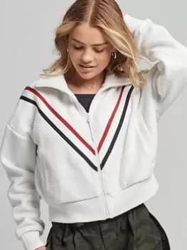Image of Superdry Vintage Chevron Polar Fleece - White, Size 10, Women