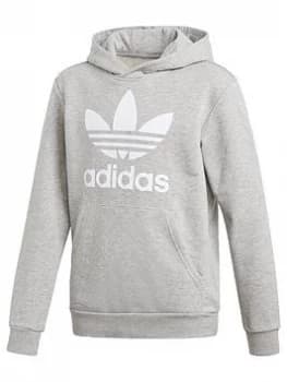 Image of Boys, adidas Originals Trefoil Hoodie - Grey Heather, Size 9-10 Years
