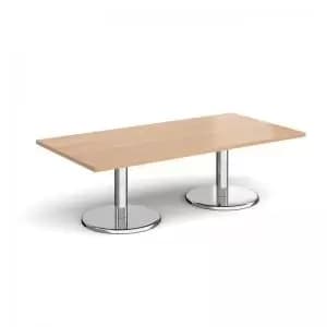 Image of Pisa rectangular coffee table with round chrome bases 1600mm x 800mm -