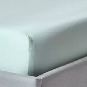 Image of Duck Egg Blue Organic Cotton Deep Fitted Sheet 18" 400 Thread count, Single - Duck Egg Blue - Duck Egg Blue - Homescapes