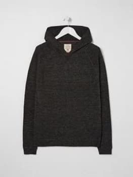 Image of FatFace Seaford Knitted Cotton Overhead Hoodie - Charcoal Size S, Men