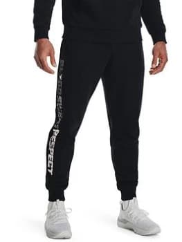 Image of Under Armour Training Project Rock Rival Fleece Joggers - Black/White, Size 2XL, Men
