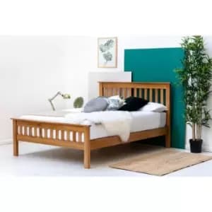 Image of Chelford Farmhouse Solid Oak Wooden Double Bed Frame 4ft6 - Oak
