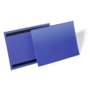 Image of Durable Magnetic Document Sleeve A4 Landscape Dark Blue Pack of 50