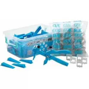 Image of Pro Tile Level System Wedge & Spacer - Set with 100 Wedges and 100 2x13mm Spacers + Pliers - Ox Tools