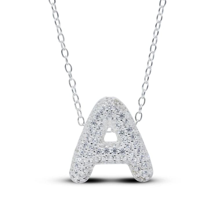 Image of Be You Sterling Silver Cubic Zirconia Initial Necklace Silver female A