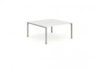 Image of B2B Silver Frame Bench Desk 1200 White (2 Pod)