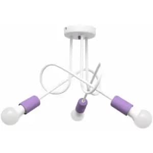 Image of Helam Oxford Multi Arm Semi Flush Ceiling Light White, Purple 50cm