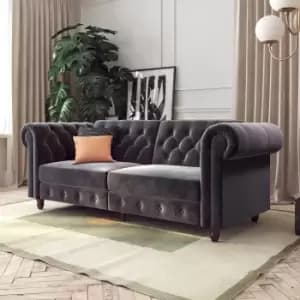 Image of Felix Velvet Chesterfield Sofa Bed Grey