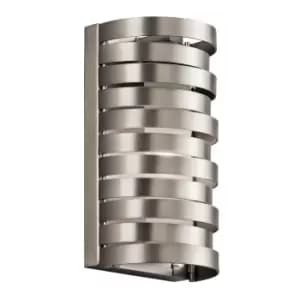 Image of Wall Light Arched Metal Bands Satin Etched Glass Shade Brushed Nickel LED G9 40W