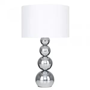 Image of Large Marissa Chrome Table Lamp with White Shade