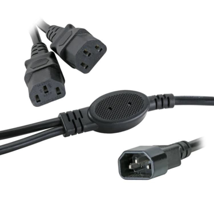 Image of Cablenet 2.5m IEC C14 - 2 x IEC C13 0.5m Legs Black PVC Power Leads