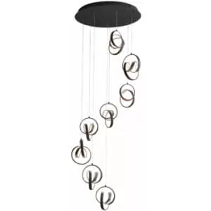Image of Textured Matt Black Modern 8 Light Ceiling Pendant - Integrated Warm White LEDs