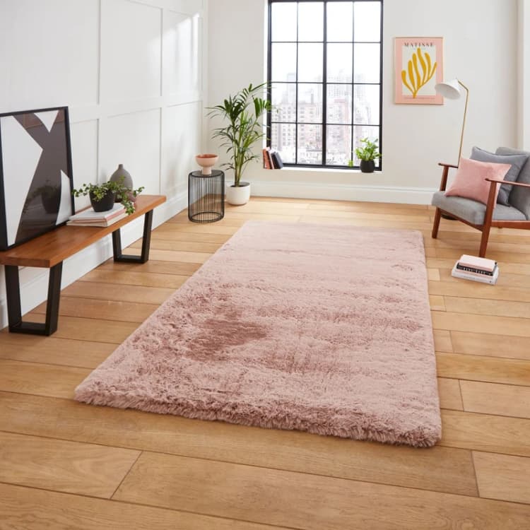 Image of Think Rugs Super Teddy Rose Rug-Rectangle 120 x 170 cm/Polyester-Plain Shaggy SUPTEDRSE1217