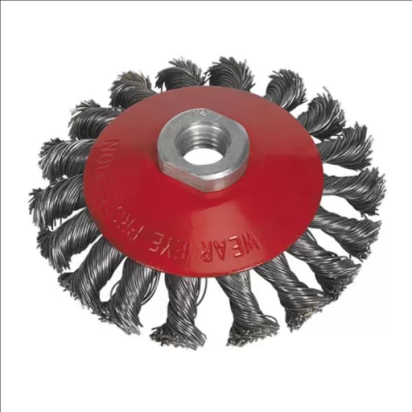 Image of Genuine SEALEY CWB101 Conical Wire Brush Ø100mm M14 x 2mm