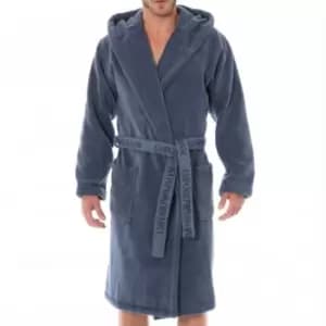 Image of Emporio Armani Logo Jacquard Sponge Bathrobe - Iron S