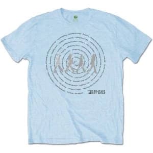 Image of The Beatles - Abbey Road Songs Swirl Unisex Large T-Shirt - Blue