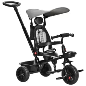 Image of Homcom Four-in-one Baby Tricycle W/ Adjustable Canopy - Grey