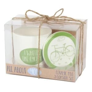 Image of I Wheelie Like Cycling Mug and Coaster Set