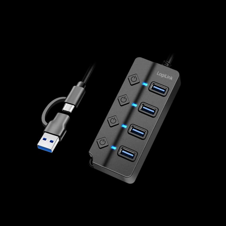 Image of Logilink LogiLink UA0419 USB 3.2 1st Gen (USB 3.0) hub Black UA0419
