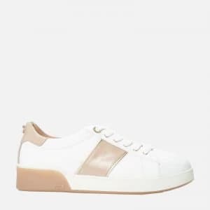 Image of Dune Womens Eden Leather Low Top Trainers - White - UK 4