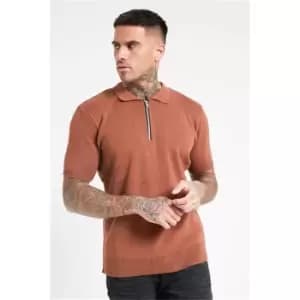 Image of I Saw It First Half Zip Knitted Top - Brown