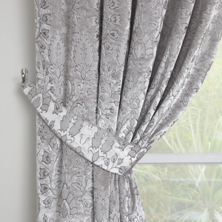 Image of Curtina Trinity Jacquard Curtain Tiebacks Silver