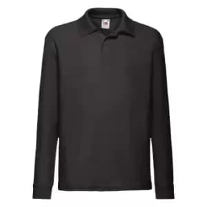 Image of Fruit Of The Loom Childrens Long Sleeve 65/35 Pique Polo / Childrens Polo Shirts (12-13) (Black)