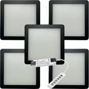Image of 5x matt Black Ultra-Slim Square Under Cabinet Kitchen Light & Driver Kit - Natural White Diffused led