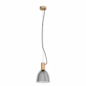 Image of Eglo Smoked Black Glass With Bronzed Steel Single Pendant