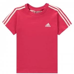 Image of adidas Infants 3stripe Tee - Pink/White