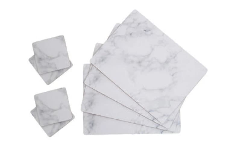 Image of Premier Housewares Stylish 8Pc Cork Placemats And Coasters, Practical Design Placemats, Heat Resistant Placemats And Coasters White