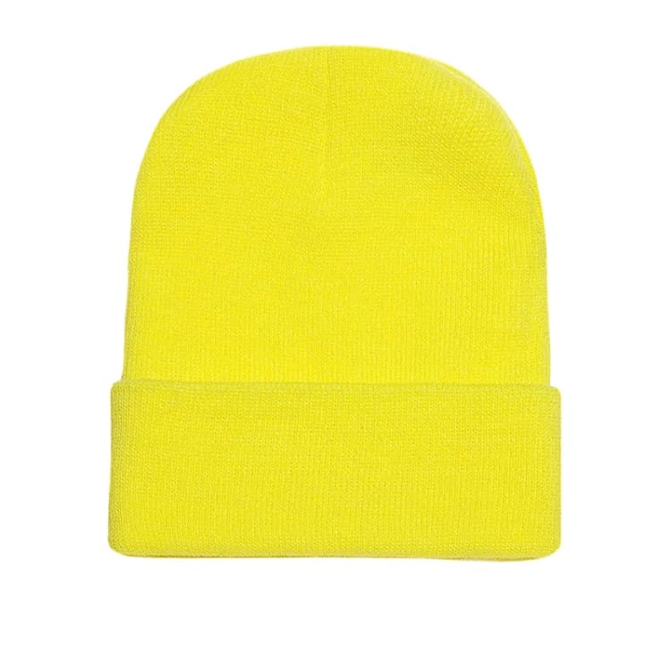 Image of Yupoong Mens Flexfit Heavyweight Standard Beanie Winter Hat in Bright Yellow Bright Yellow Male One Size