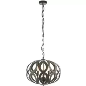 Image of Hanging Ceiling Pendant Light Antique Brushed Bronze 3 Bulb Modern Table Feature