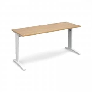 Image of TR10 Straight Desk 1600mm x 600mm - White Frame Oak Top