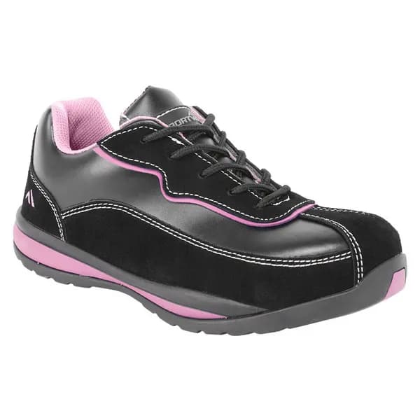 Image of Portwest Steelite Womens S1P HRO Safety Trainers FW39BPR39 Colour: Black / Pink