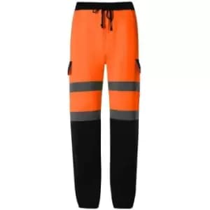 Image of Yoko Mens Hi-Vis Jogging Bottoms (XL) (Orange/Navy) - Orange/Navy