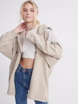 Image of Superdry Desert Hybrid Zip Hoodie - Oat Bran, Beige, Size Xs/S, Women
