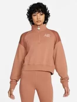 Image of Nike Air Quarter Zip Fleece - Light Brown, Light Brown, Size L, Women