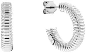 Image of Calvin Klein 35000031 Silver Tone Ribbed Texture Open Hoop Jewellery