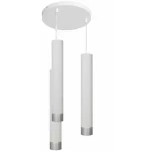 Image of Helam Tuba Cluster Pendant Ceiling Light White, Chrome 30cm